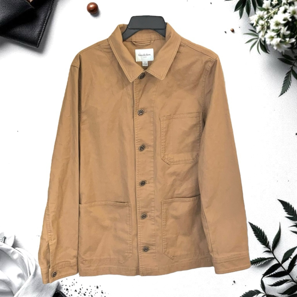 Good Fellow & Co Rust Cinnamon Brown Woven Button Chore Shirt Men Size Small